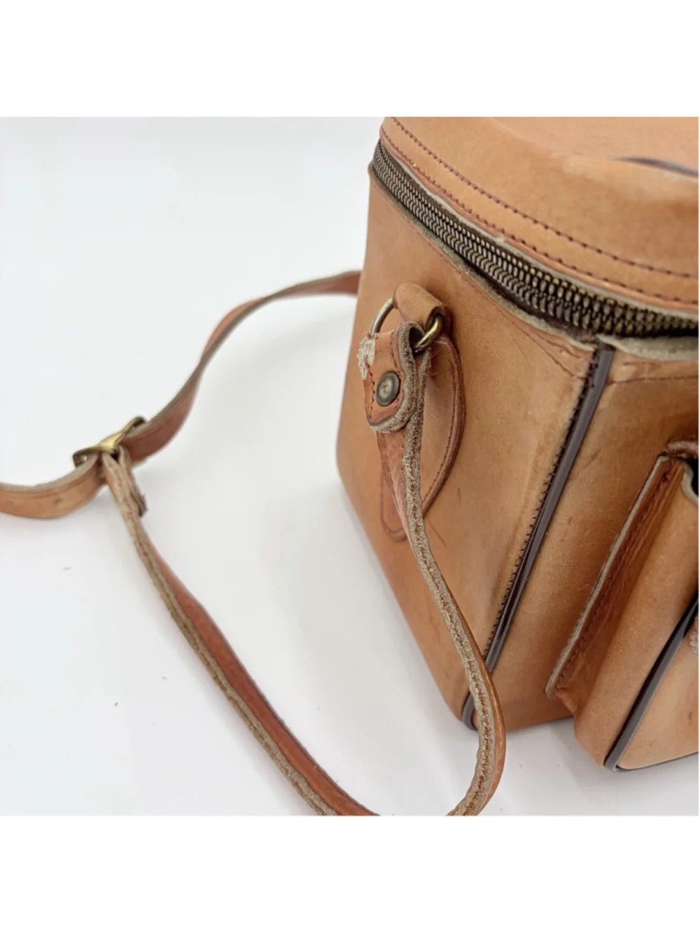 Vtg Perrin USA Top Grade Cowhide Tan Leather The Sportsman #502 Camera Bag